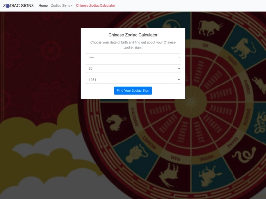 zodiac-calculator screenshot