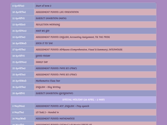 term2gr10examcalender screenshot