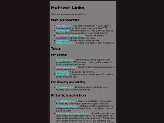 pages/literature/links screenshot