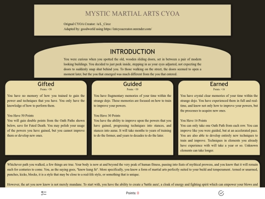 Adapted_CYOA/Mystic_MartialArts screenshot