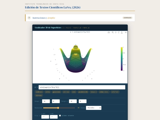 latex/HTML/Graficador3D screenshot