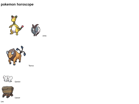 pokemon/horoscope screenshot