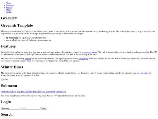 menu screenshot