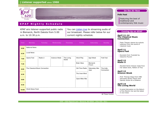 KPAF Radio/sched screenshot