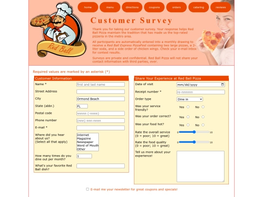 Red Ball Pizza/survey screenshot