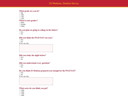 StudentSurvey screenshot