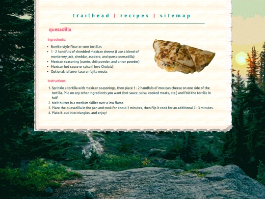 recipes/quesadilla screenshot