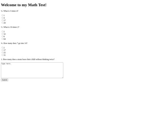 mathtest screenshot