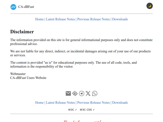 site/disclaimer screenshot