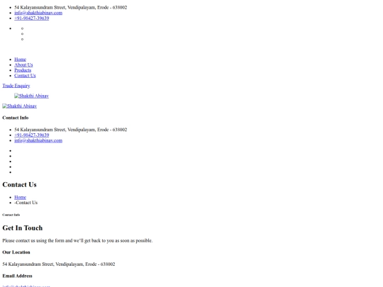 Shakthiabinav.com/contact screenshot