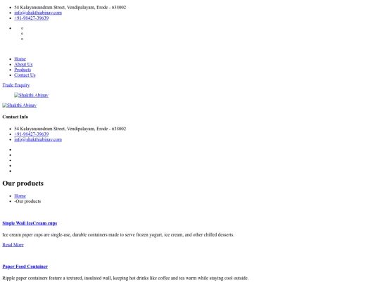 Shakthiabinav.com/products screenshot