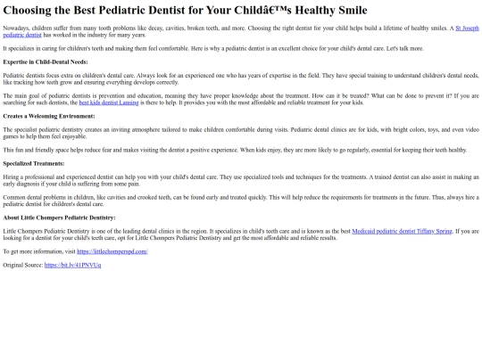ChoosingtheBestPediatricDentistforYourChildsHealthySmile screenshot