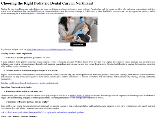 ChoosingtheRightPediatricDentalCareinNorthland screenshot