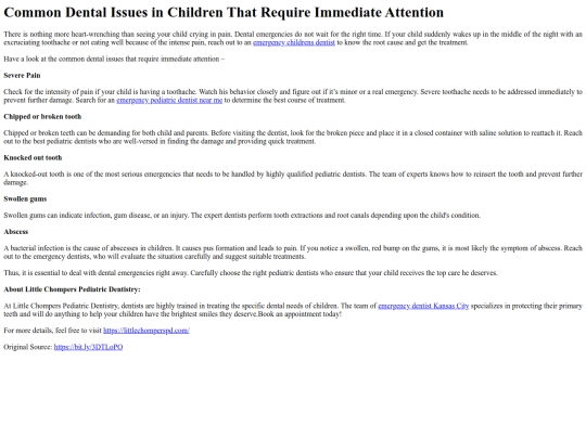CommonDentalIssuesinChildrenThatRequireImmediateAttention screenshot