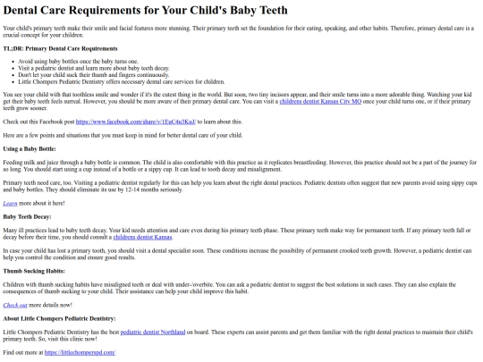 DentalCareRequirementsforYourChildsBabyTeeth screenshot