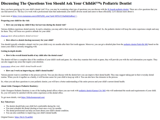 DiscussingTheQuestionsYouShouldAskYourChildsPediatricDentist screenshot