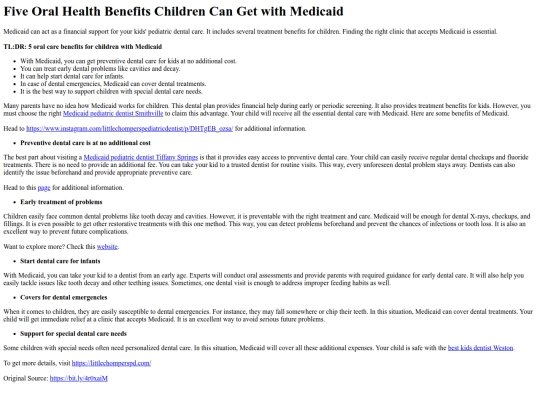 FiveOralHealthBenefitsChildrenCanGetwithMedicaid screenshot