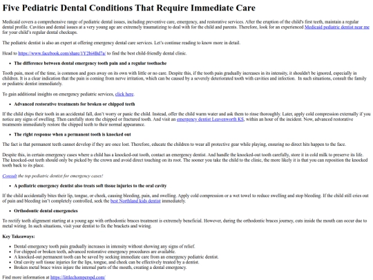 FivePediatricDentalConditionsThatRequireImmediateCare screenshot