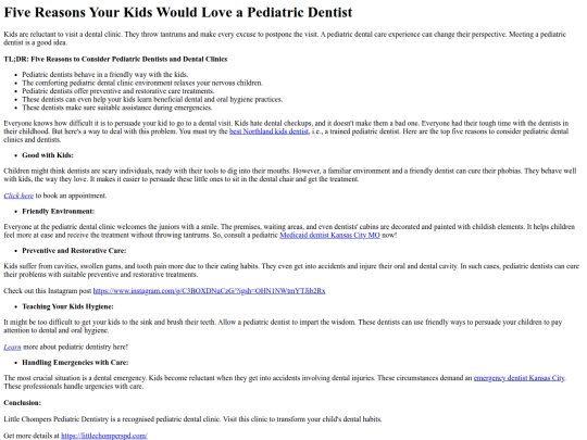 FiveReasonsYourKidsWouldLoveaPediatricDentist screenshot