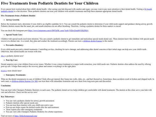 FiveTreatmentsfromPediatricDentistsforYourChildren screenshot