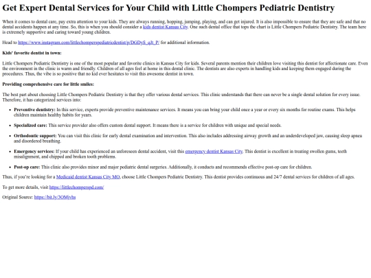 GetExpertDentalServicesforYourChildwithLittleChompersPediatricDentistry screenshot