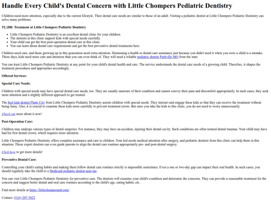 HandleEveryChildsDentalConcernwithLittleChompersPediatricDentistry screenshot