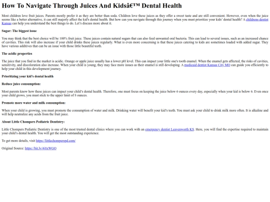 HowToNavigateThroughJuicesAndKidsDentalHealth screenshot