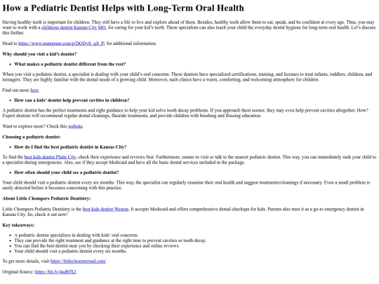 HowaPediatricDentistHelpswithLong-TermOralHealth screenshot