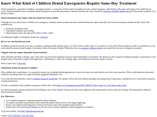 KnowWhatKindofChildrenDentalEmergenciesRequireSame-DayTreatment screenshot