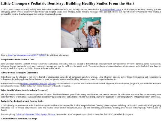 LittleChompersPediatricDentistryBuildingHealthySmilesFromtheStart screenshot