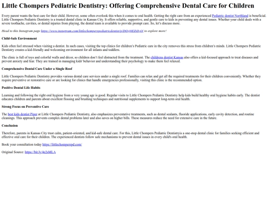 LittleChompersPediatricDentistryOfferingComprehensiveDentalCareforChildren screenshot