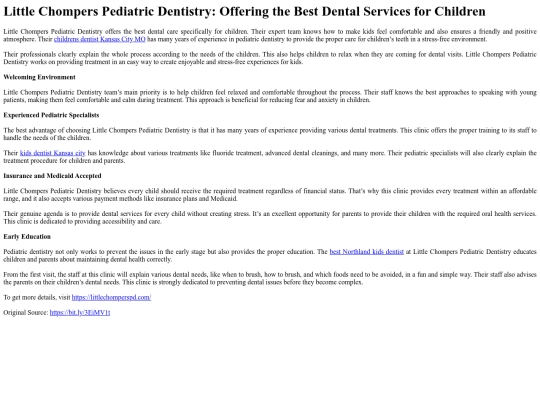 LittleChompersPediatricDentistryOfferingtheBestDentalServicesforChildren screenshot