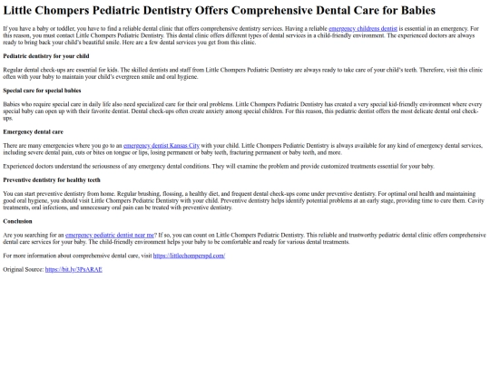 LittleChompersPediatricDentistryOffersComprehensiveDentalCareforBabies screenshot