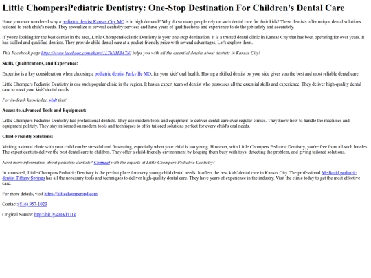 LittleChompersPediatricDentistryOne-StopDestinationForChildrensDentalCare screenshot