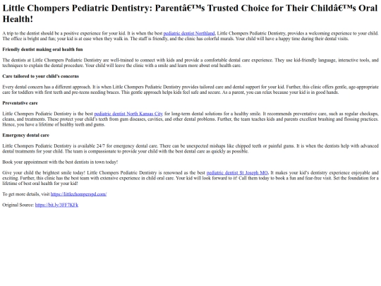 LittleChompersPediatricDentistryParentsTrustedChoiceforTheirChildsOralHealth screenshot
