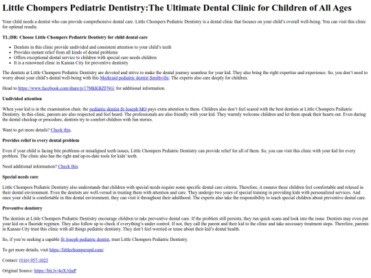 LittleChompersPediatricDentistryTheUltimateDentalClinicforChildrenofAllAges screenshot