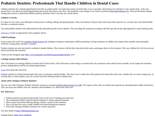 PediatricDentistsProfessionalsThatHandleChildreninDentalCases screenshot