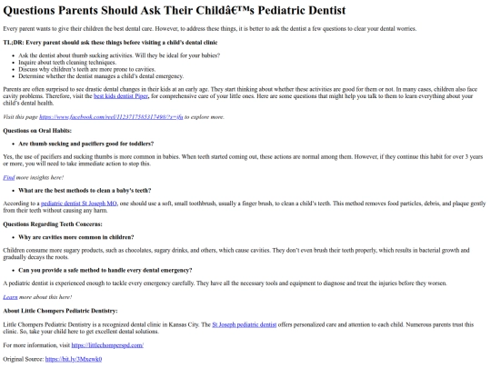 QuestionsParentsShouldAskTheirChildsPediatricDentist screenshot