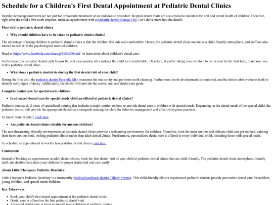 ScheduleforaChildrensFirstDentalAppointmentatPediatricDentalClinics screenshot