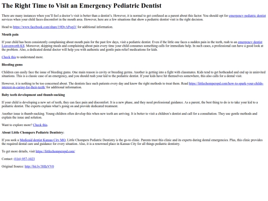 TheRightTimetoVisitanEmergencyPediatricDentist screenshot