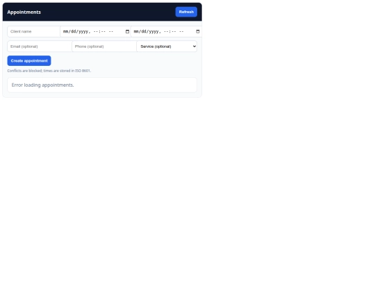 schedule screenshot