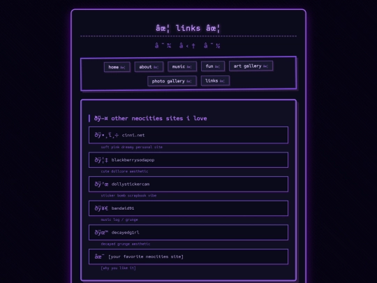 links screenshot