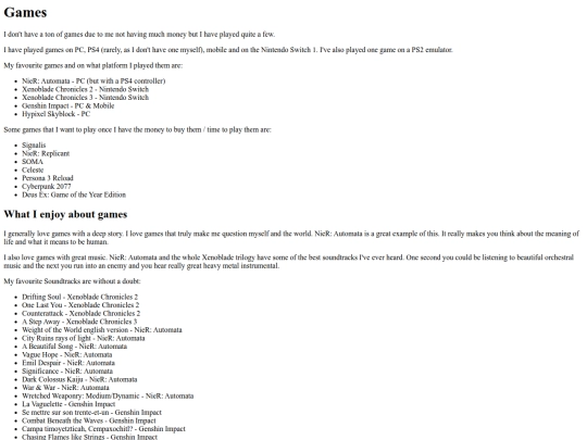 sections/games screenshot