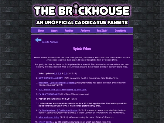brickhouse/archives/updatevids screenshot