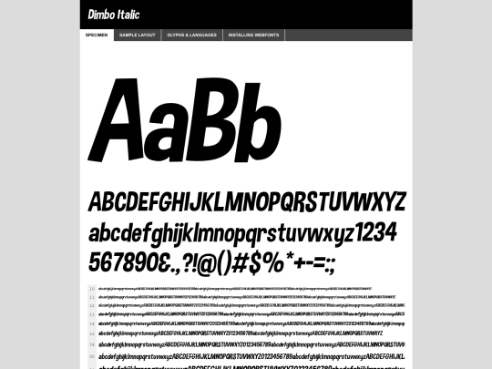 dimbo font/dimbo_italic-demo screenshot
