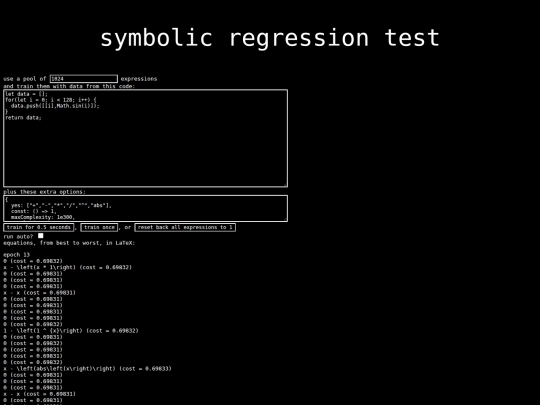 symReg screenshot