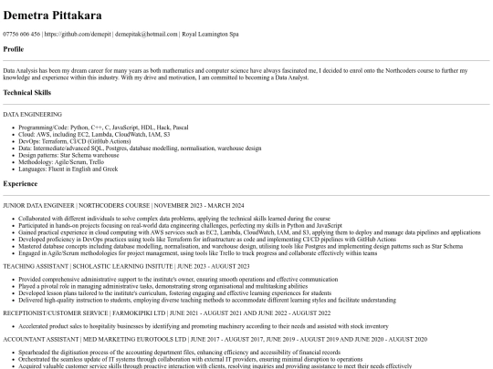 demetrasCV screenshot