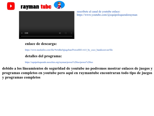 rayman/raymantube/power iso screenshot