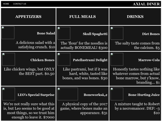 menu screenshot