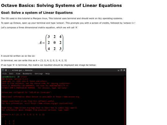 Solving System of Linear Equations OCTAVE/syslinequ screenshot